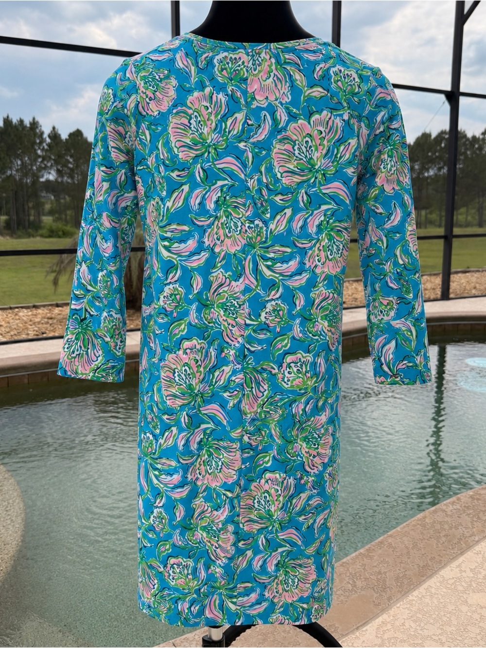 🌴 Lilly Pulitzer Tessa V-Neck Dress – Cumulus Blue Chick Magnet Print XS 🌴 - Picture 4 of 5